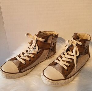 Aldo Brown and Tan High-Top Sneakers